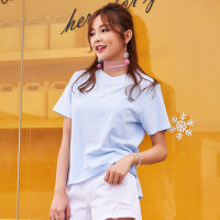 潮流前线2019夏季韩版短袖T恤女韩版宽松字母休闲女上衣学生