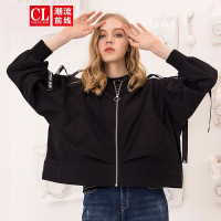 潮流前线2019秋装风衣女短款字母飘带时尚简约外套