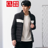 潮流前线2019冬装棉服外套男韩版短款修身保暖棉衣男士外套潮 黑色