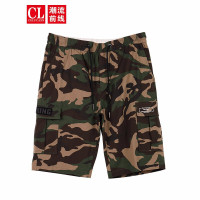 潮流前线2020夏季新款个性口袋休闲工装裤男迷彩军旅风时尚短裤 军绿色