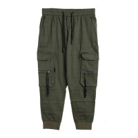 潮流前线2020秋季男款个性时尚拉链大口袋工装裤撞色印花橡筋裤