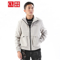 潮流前线2020秋季男款个性字母印花宽松舒适防我立领风衣外套