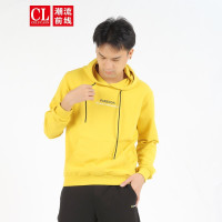 潮流前线2020秋季男款简约潮酷人像字母印花修身连帽卫衣