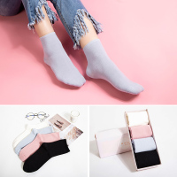 瑞苏薇(RASUV) 4双装 简约百搭纯色女袜中筒棉袜短袜 RS8515B