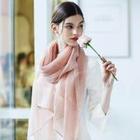 （送礼礼袋）宏达HONDAR 2018秋冬新品桑蚕丝羊毛围巾/披肩两用金线混纺蓬松仙感 WJ763B