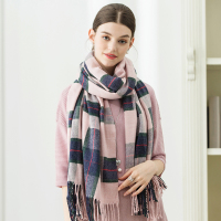 宏达HONDAR 2018年秋冬新品 女款冬季加厚保暖 时尚气质款格子流苏保暖围巾披肩 WJ331A