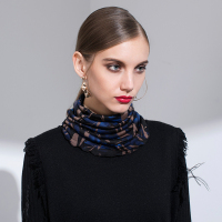 宏达HONDAR 经典女款印花100%羊毛围巾双层保暖羊毛围脖围巾 WB334
