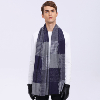 宏达HONDAR 新颖千鸟格纹散穗男士保暖围巾 WJ340B