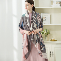 宏达HONDAR 2018秋季新品 女款时尚印花散穗保暖防晒多功能围巾披肩空调巾 WJ341A