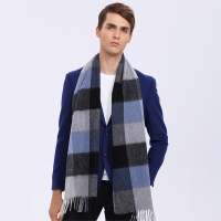 （送礼礼袋）宏达HONDAR 2018秋冬季新款男士经典时尚日韩风格子厚款羊毛御寒保暖围巾 YM449A