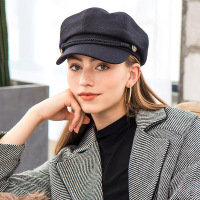 宏达HONDAR 新款英伦复古百搭时尚八角女款帽子鸭舌帽MZ052