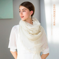 宏达HONDAR 送礼礼袋秋冬新款蕾丝花边亲肤保暖马海毛真丝围巾围脖WJ775B