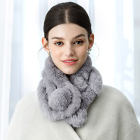 宏达HONDAR 秋冬新品时尚加厚真獭兔毛保暖围脖百搭女款皮草围巾WB336