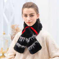 宏达HONDAR 狐狸毛装饰防风保暖女款围脖韩式双色撞彩仿皮草围巾WB348