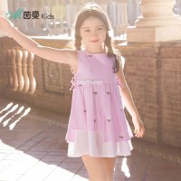 茵曼童装女童夏装2019可爱背心裙舒适拼接女孩连衣裙