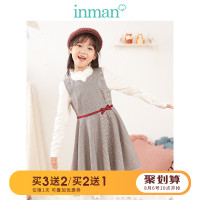 茵曼童装儿童无袖格子连衣裙女童裙子秋季小女孩短外套