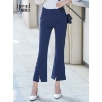 娅丽达九分微喇叭裤2018秋季新款休闲裤通勤高腰显瘦大码时尚女裤H3510