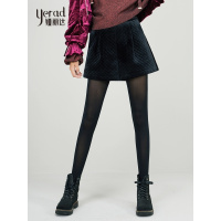 娅丽达女裤2018冬季新款阔腿裤松紧金丝绒短裤女外穿加厚四分裤潮H4716