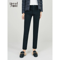 娅丽达黑色直筒裤女冬季加绒休闲西装裤职业通勤弹力裤子H4712