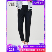 娅丽达女裤春秋2019哈伦裤休闲裤宽松系带显瘦九分烟管裤I1805