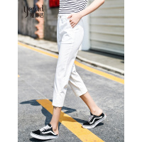 娅丽达女裤2019夏季新款黑色裤子女休闲显瘦七分铅笔小脚裤韩版薄I2406