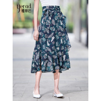 娅丽达女装2019夏季新款雪纺半身裙中长款韩版不规则碎花仙女裙I6336