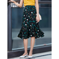 娅丽达女装2019夏季新款雪纺半身裙中长款韩版不规则碎花仙女裙I6328