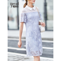 娅丽达女装2019夏季新款蕾丝公主连衣裙中长款娃娃领仙女洋气裙子I6324