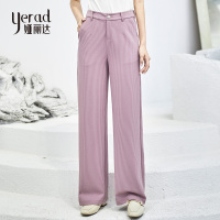 娅丽达女裤2019夏季新款针织阔腿裤女高腰垂坠感薄款时尚休闲长裤I2622