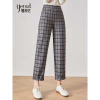 娅丽达女裤2019秋季新款九分格子休闲裤女宽松时尚韩版休闲直筒裤I3611