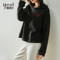 娅丽达女装红色韩版宽松连帽卫衣女2019新款长袖系带纯棉上衣I7014