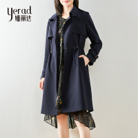 娅丽达女装长款风衣女2019秋季新款韩版宽松西装领休闲大衣外套I7603