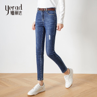 娅丽达女裤牛仔铅笔裤女2019春秋新款修身显瘦高腰弹力女士小脚裤I3141