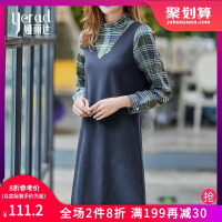 娅丽达女装2019春秋新款纯色连衣裙中长款无袖宽松高腰裙子U7321