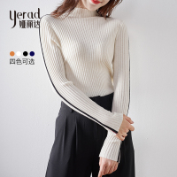 娅丽达女装羊毛打底衫2019秋冬新款韩版显瘦拼色高领毛衣保暖衣I8914