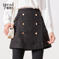 娅丽达女装半身裙女2019秋冬新款高腰加厚A字短裙韩版时尚连衣裙I8302