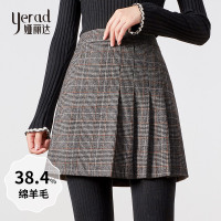 娅丽达女装高腰半身裙女2019秋冬新款韩版加厚休闲毛呢A字短裙I8311