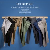 奢步士男装 秋季新款男士休闲裤简约纯色直筒修身商务长裤