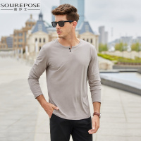 奢步士男装 秋季新款男士长袖T恤圆领潮流休闲透气青年打底衫