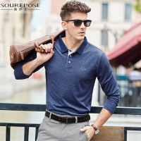 奢步士男装 秋季新款男士POLO衫舒适透气个性刺绣时尚翻领长袖T恤