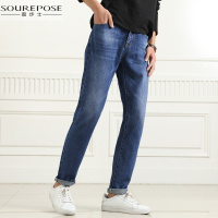 奢步士男装 秋季新款男士中腰牛仔裤时尚简约直筒青年长裤