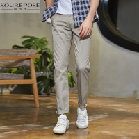 奢步士男装 秋季新款休闲裤男潮流素色直筒修身男青年长裤