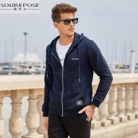 奢步士男装 秋季新款男士开衫卫衣连帽个性刺绣休闲长袖外套