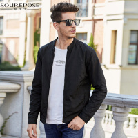 奢步士男装 秋季新款男士立领夹克青年时尚休闲纯色修身外套