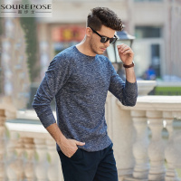奢步士男装 秋季新款男士毛衣休闲纯色圆领长袖套头针织衫