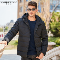 奢步士男装 冬季新款男士羽绒服连帽休闲舒适保暖休闲外套