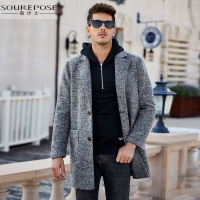 奢步士男装 冬季新款男士呢大衣中长款时尚抗皱休闲毛呢外套