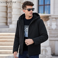 奢步士男装 冬季新款男棉服拉链连帽衣身拼接软标装饰棉衣外套
