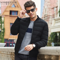 奢步士男装 冬季新款男士棉服棒球领贴标装饰商务保暖棉衣