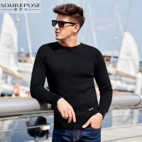 奢步士男装 冬季新款男士圆领套头毛衣舒适保暖长袖针织衫